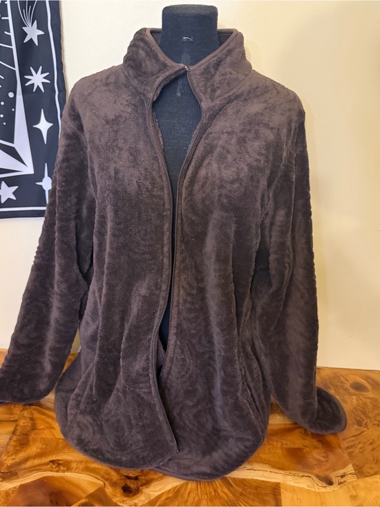 Great Northwest Clothing Company Jackets & Blazers - Great Northwest 2X Fuzzy Sherpa Jacket Brown No Zipper Pull Extra Pockets